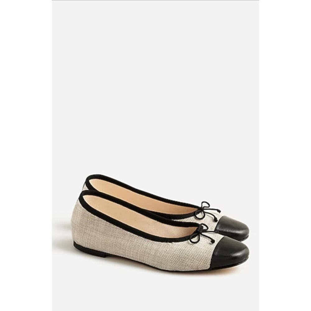 J. Crew Beige and Black Cap-Toe Ballet Flats NEW